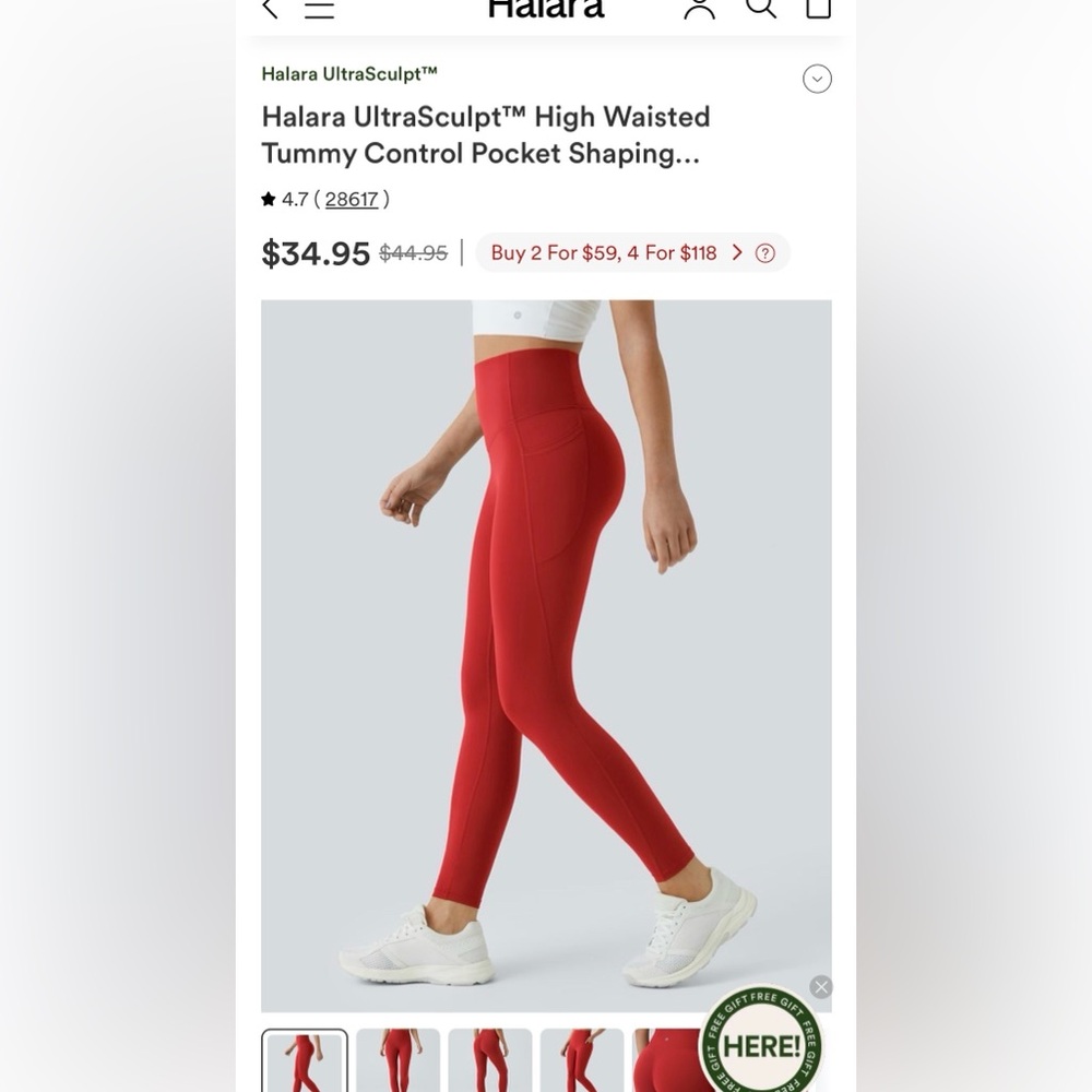HALARA UltraSculpt Red High-Waisted Leggings